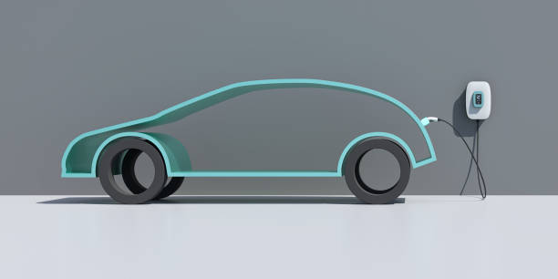 istock Charging an Electric Vehicle concept. A stylized car attached to a home charging station. Web banner format 2205441122