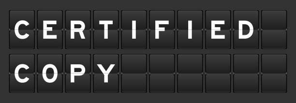 istock Black color analog flip board with word certified copy on gray background 2205451137