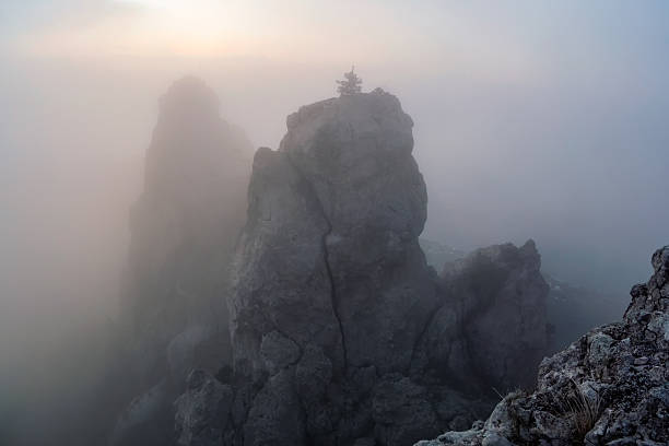 istock Cliffs in morning fog. Crimea, Ai-Petri mountain. 2205453863