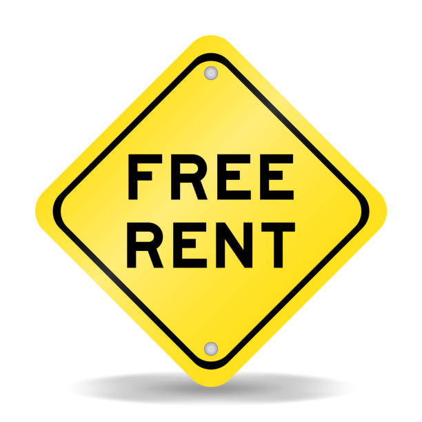 istock Yellow color transportation sign with word free rent on white background 2205456886