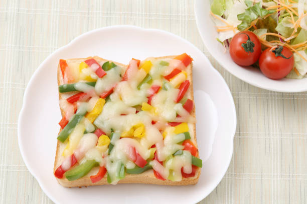 close up of homemade pizza bread on a plate on table