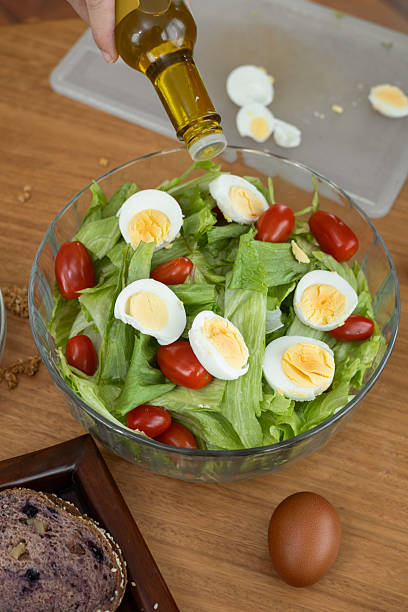 vegetable salad with tomato, olive and crouton