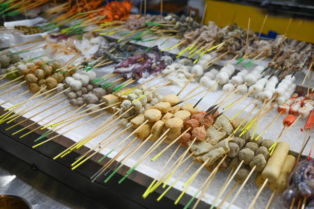 Kuching, Malaysia - August 8, 2025: The 2025 Annual Kuching Festival Food Street Fair, with lots of food, drinks, entertainment, games around. Starts every evening until midnight. A Malay stall selling Malay food