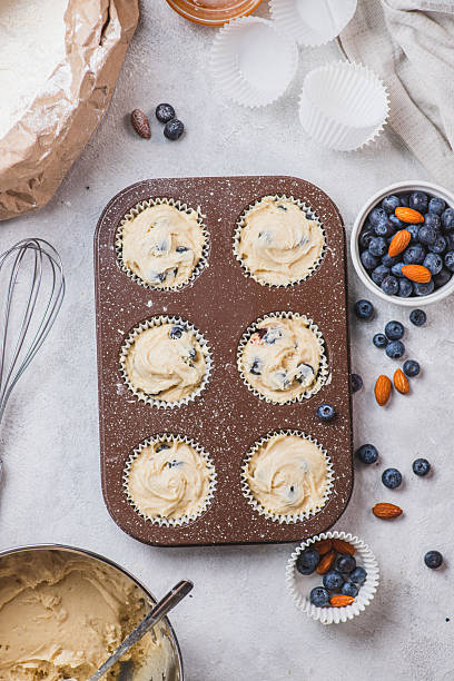 istock The dough and blueberries are placed in a baking dish 2205463827