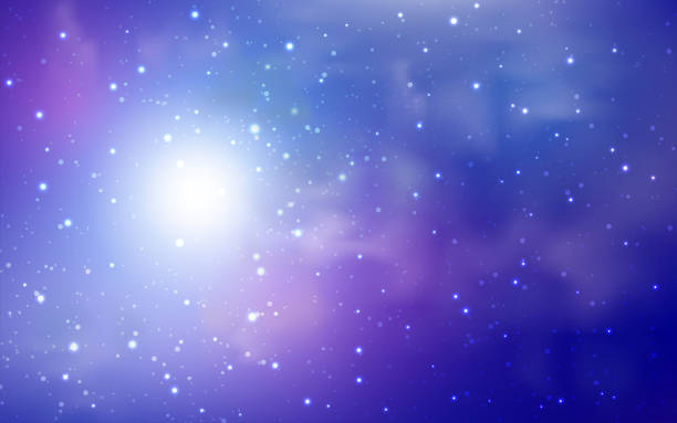 istock Starry universe, stardust. Vector cosmic background with blue and purple realistic nebulosity and shining stars. Eps10. 2205469038