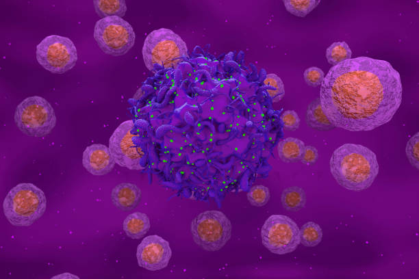 istock Hiv virus infected t-cell - isometric view 3d illustration 2205474968