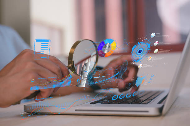 istock businessman holding magnifying glass looking at virtual ai data chart dashboard in concept of investment data analysis and DMS document audit financial Tax Fraud audit Using Magnifying Glass 2205476101