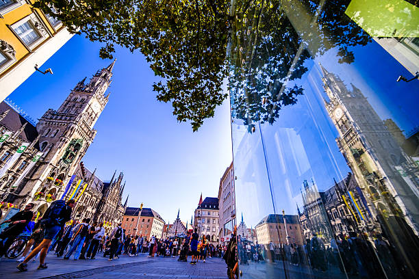 Munich, Germany - October 11: famous new city hall at the marienplatz - old town-  in munich on October 11, 2023