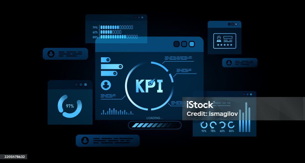 Kpi Dashboard Interface With Loading Progress Indicator 3d Rendering ...