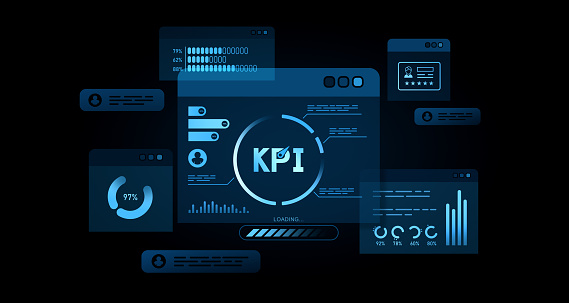 Kpi Dashboard Interface With Loading Progress Indicator 3d Rendering ...