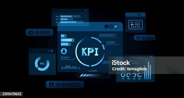 Kpi Dashboard Interface With Loading Progress Indicator 3d Rendering ...
