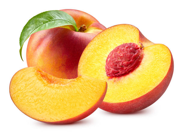 istock Fresh organic peach isolated clipping path 2205478959