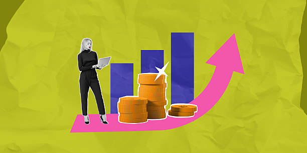 istock Businesswoman with tablet and rising profits chart. 2205479092