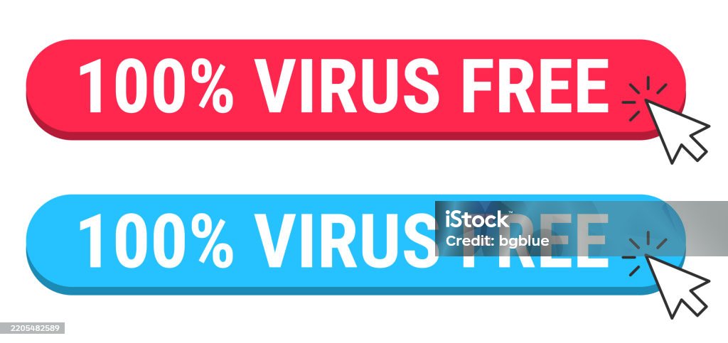 Virus Button Download 100 Virus Free Red And Blue Buttons With Cursor On White Background ...