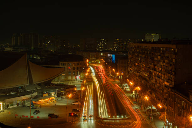 time lapse of traffic at night