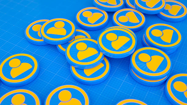 istock Blue Yellow User Icons Community Social Network 3D 2205484036