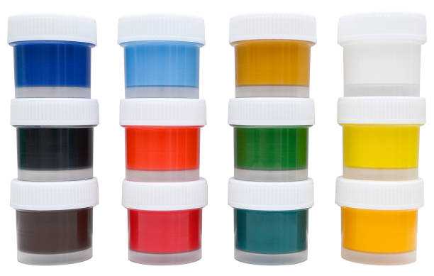 istock Jars of gouache paints isolated on a white background. 2205484729
