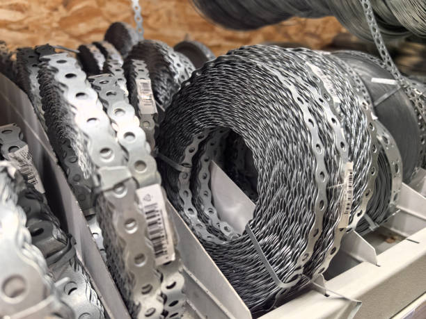 istock Steel wire coils arranged neatly in a store ready for crafting and construction 2205486322