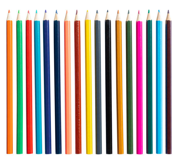 istock Colored wooden pencils set isolated on white background, clipping path 2205487742