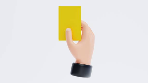 istock Hand Holding Yellow Card 3D Icon. Yellow Card 3D Icon 2205490545