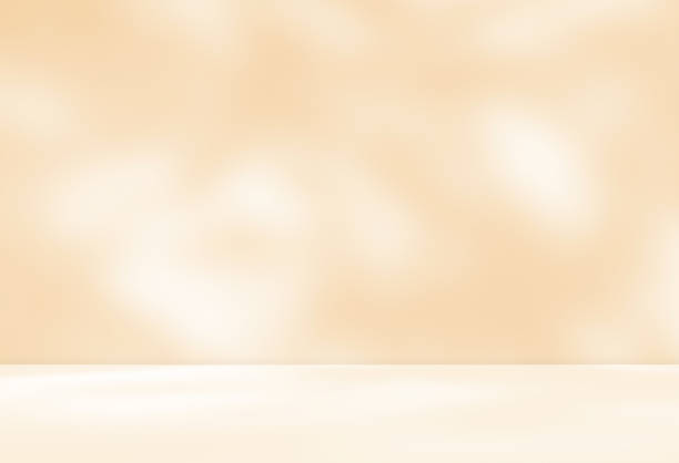 istock Empty cream orange beige room studio with shadow of leaves for product presentation. 2205490630
