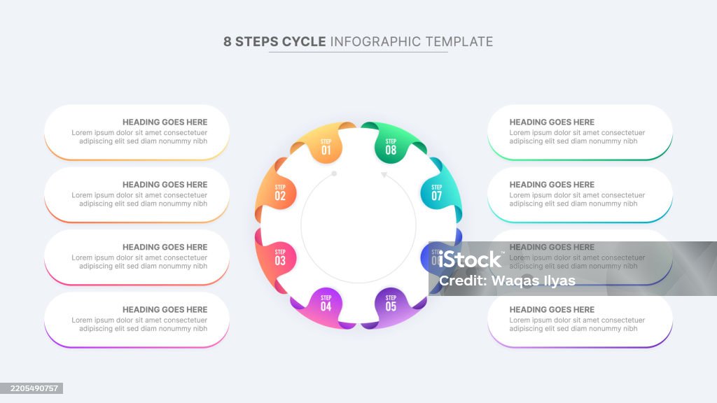 Weekly Process Cycle Modern Circular Cycle Process Workflow Infographic With 8 Steps Design ...