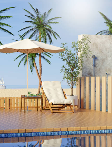 istock Summer Relaxation by the Poolside, 3D render illustration 2205492723