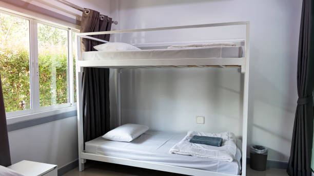 istock Design of  white colors bedroom dormitory in hostel 2205494507