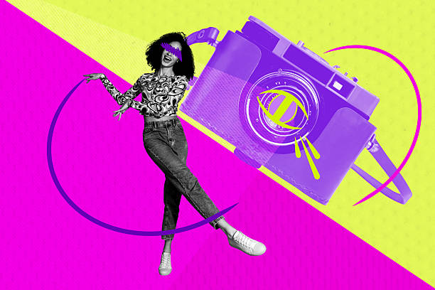istock Composite image montage trend artwork 3D collage of young lady walk dance blind comare focus lens eyes mason photoshoot camera hobby 2205500787