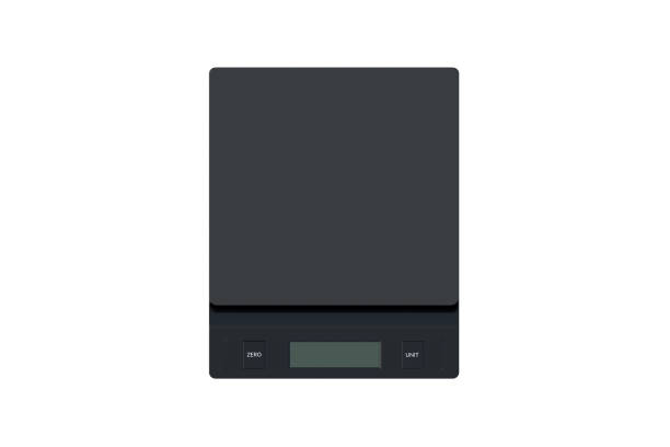 One kitchen scales isolated on white background. Modern electronic culinary weight. Top view. 3d render
