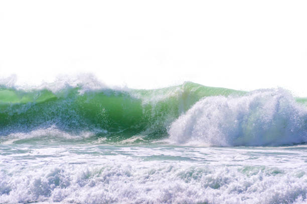 A point of view, looking outwards from a beautiful barrelling ocean wave breaking on shallow Porthleven reef in Cornwall. The photograph was taken from within the water and shows the curve of the wave breaking to form a shape of a tube.