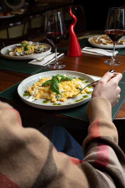 istock Pasta and potatoes with basil in a dish at the restaurant 2205507241