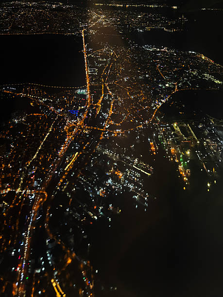istock city ​​lights view from airplane 2205510373