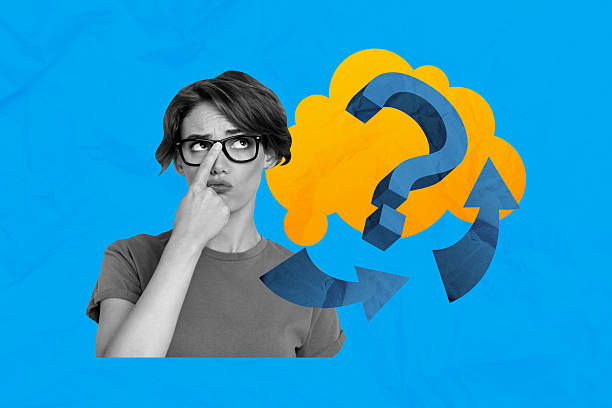 istock Creative 3D photo collage trend artwork template of young lady think clueless eyewear question arrow way human resources hiring manager 2205510535