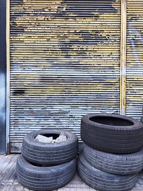 Used tires, stored in piles