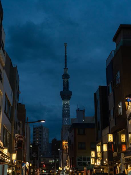 Tokyo Skytree and streets at night