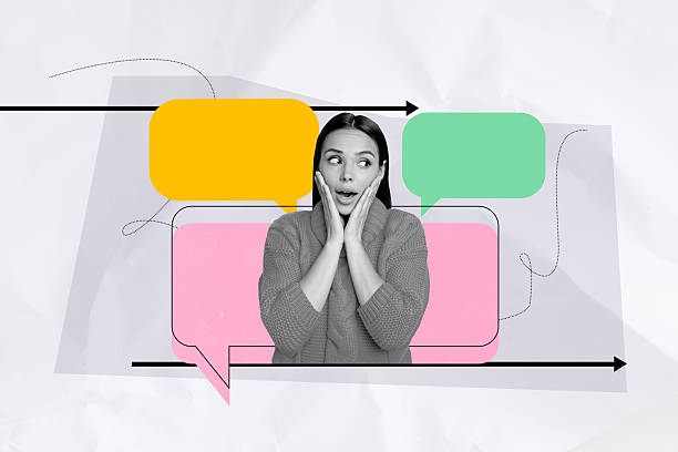 istock Composite art 3d creative image collage of shocked girl open mouth bubble communication speech bubble chatterbox notification 2205517091