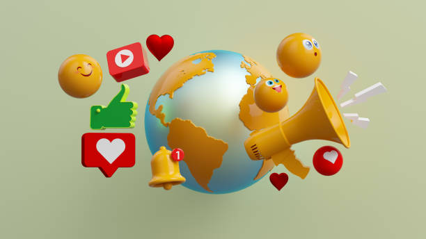 istock Globe Social Media Illustration: Global Communication 2205519583