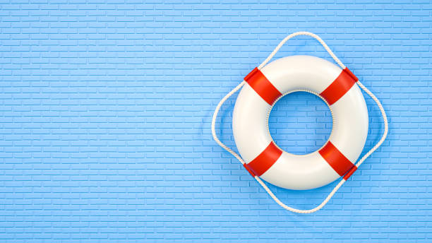 istock Life Preserver on Brick Wall: Safety Illustration 2205519715