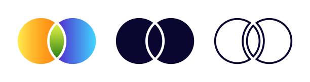 istock Colorful gradient and outline venn diagram icons in three different design styles 2205523699