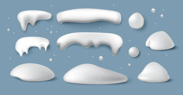 istock White snow caps of different shapes. Realistic illustration. 2205527599
