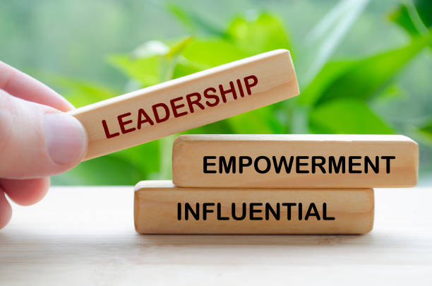 istock Leadership, empowerment and influential text on wooden blocks. Leadership concept 2205528295
