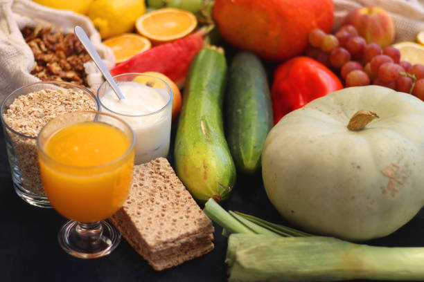 istock Various Healthy Food On Dark Background 2205533325