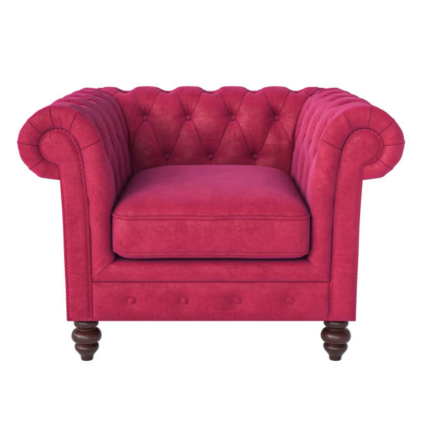 istock Luxurious red chesterfield armchair on white background 2205534048