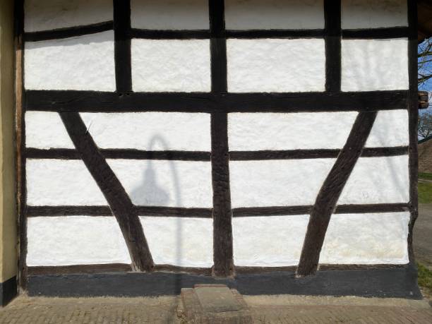 Detail of an Hstorical Truss Frame  Construction in a Farmhouse.