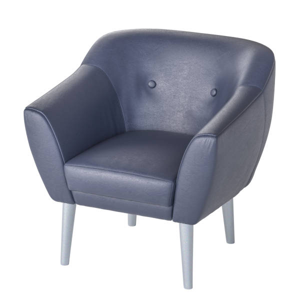istock Modern blue leather armchair with silver legs on white background 2205535939
