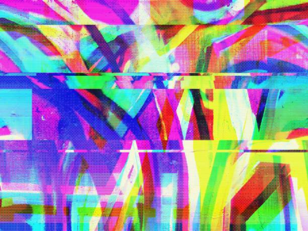 istock Glitch Art Abstract Pattern in Neon Hues with 90s, Y2K Vibes 2205536807