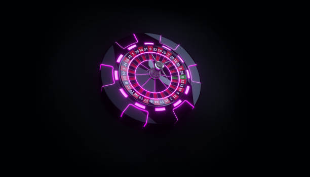 istock Casino Roulette Wheel, Online Gambling Concept With Neon Lights 2205541356