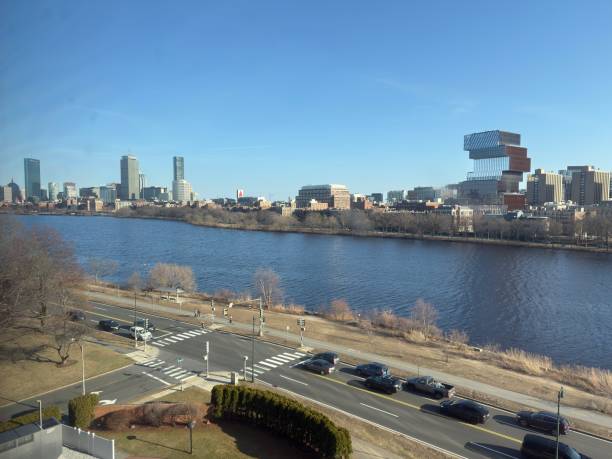 Looking at the Charles River in Boston Massachusetts from the Cambridge side
