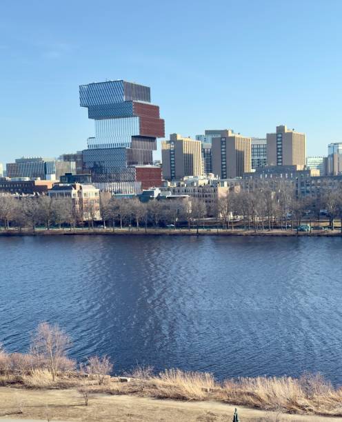 The skyline and view of the campus  of Boston University in Boston Massachusetts on the edge of the Charles River